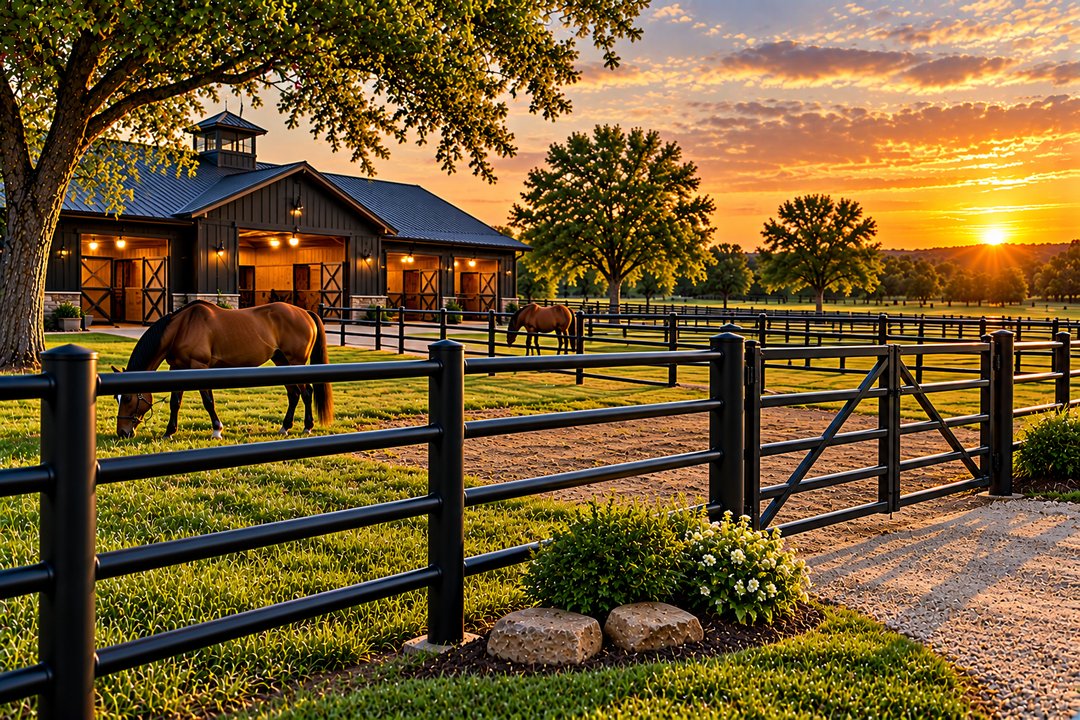 Black Pipe Barn Paddock Fence