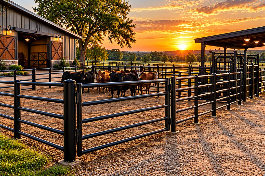 Black Pipe Corral Panel Fence
