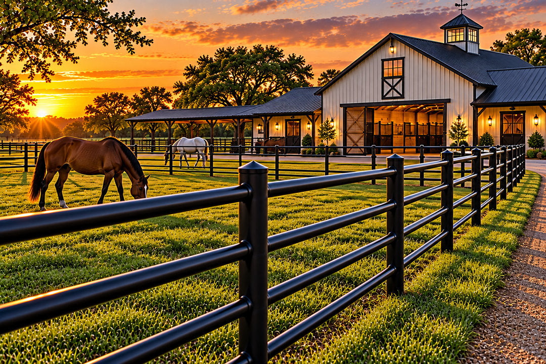 Black Pipe Equestrian Barn Fence