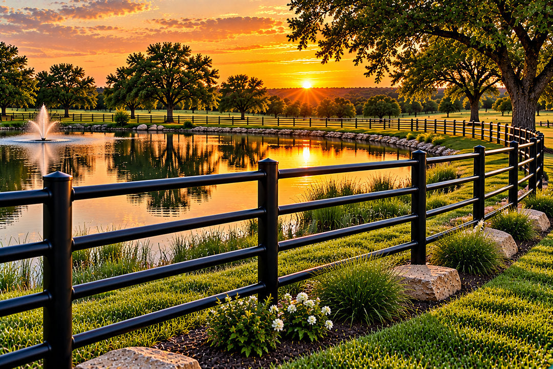 Black Pipe Pond Fence – Sunset