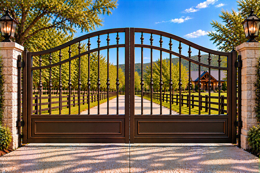 Bronze Solid-Base Arched Ranch Gate