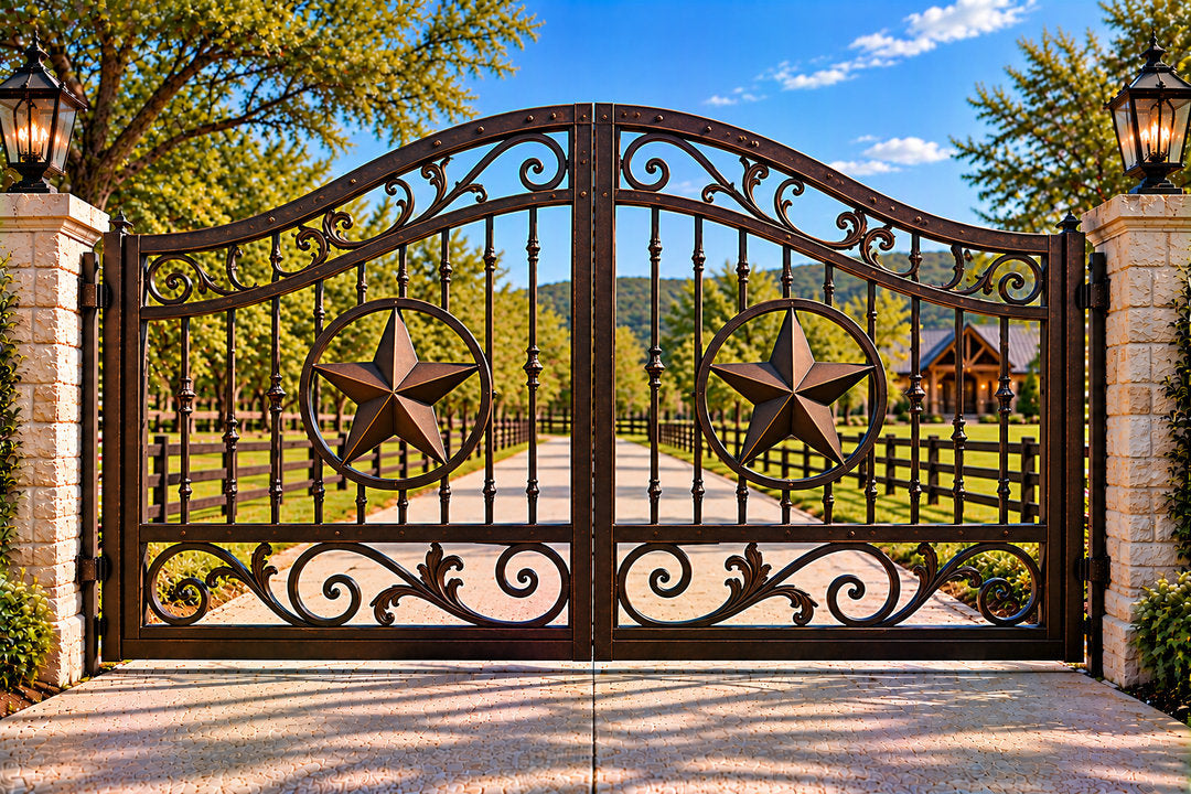 Bronze Texas Star Arched Ranch Gate