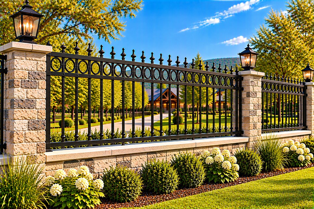 Circle Top Rail Iron Fence