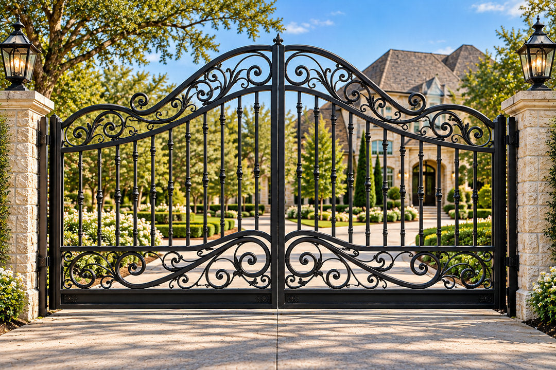 Classic Spear-Top Arched Driveway Gate
