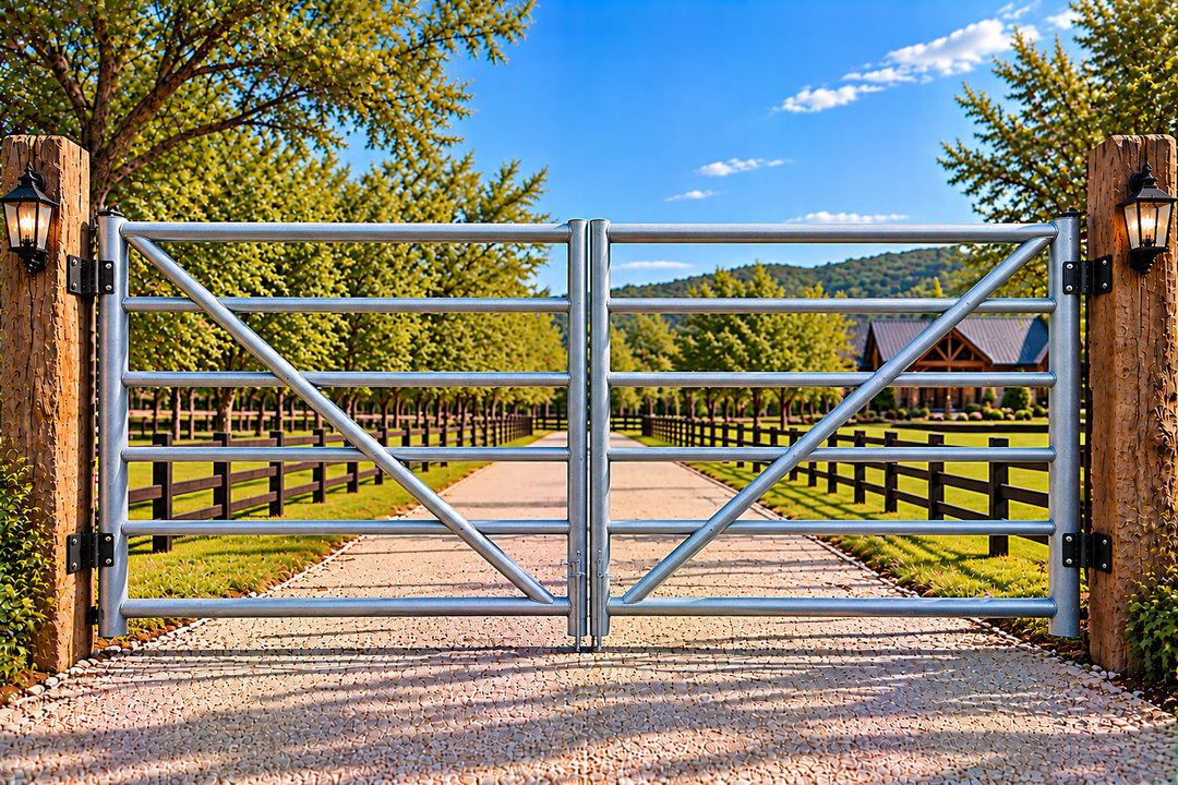 Galvanized Diagonal-Brace Pipe Ranch Gate