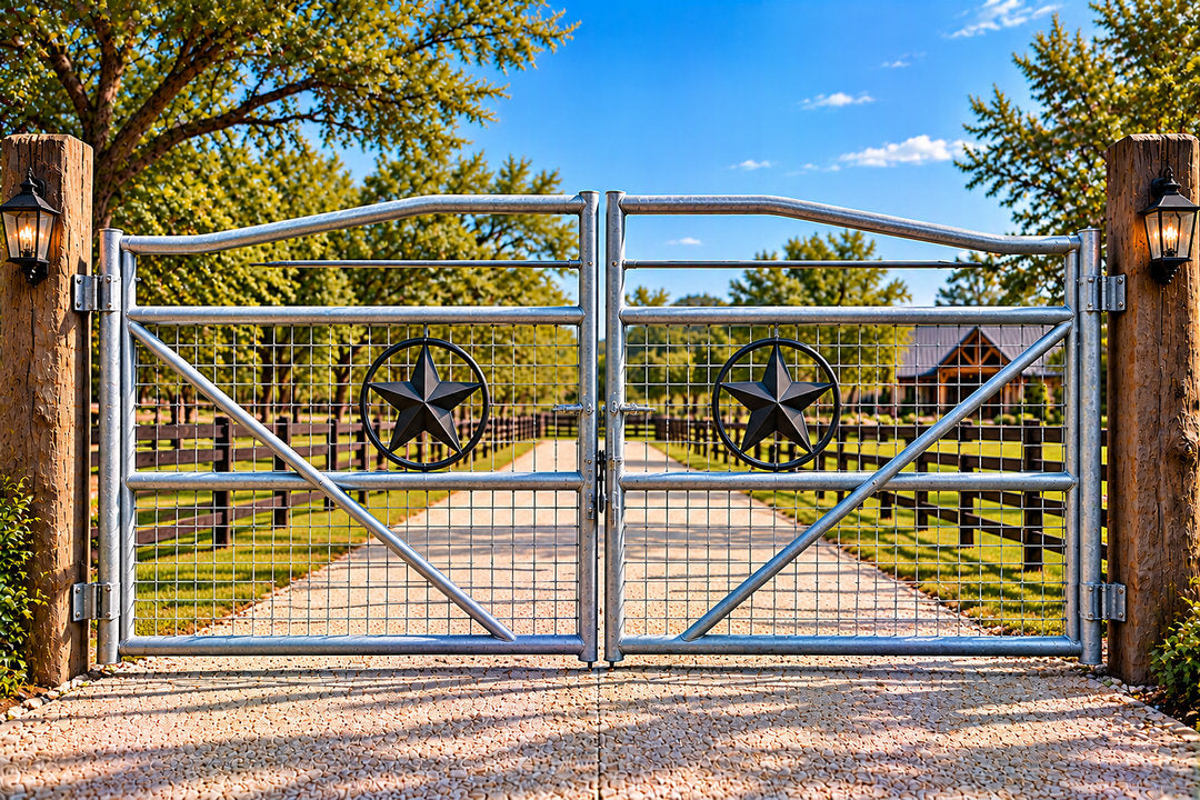 Galvanized Pipe Ranch Gate with Wire Mesh