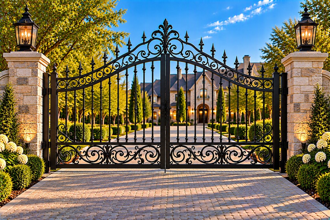 Grand Estate Arched Driveway Gate
