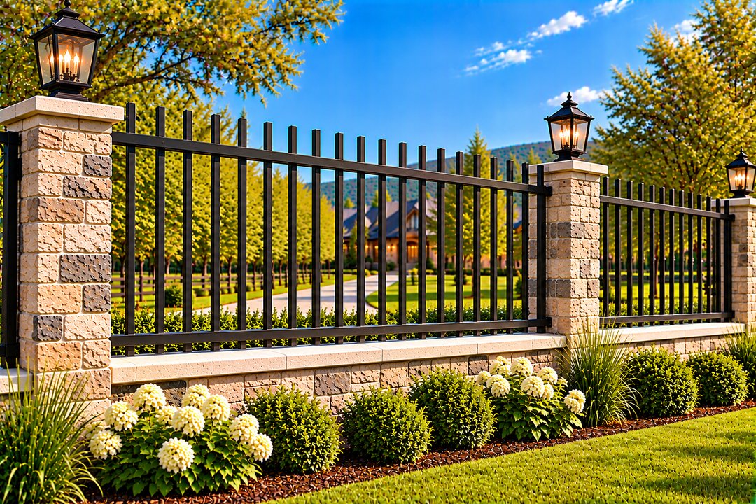 Modern Flat-Top Picket Iron Fence