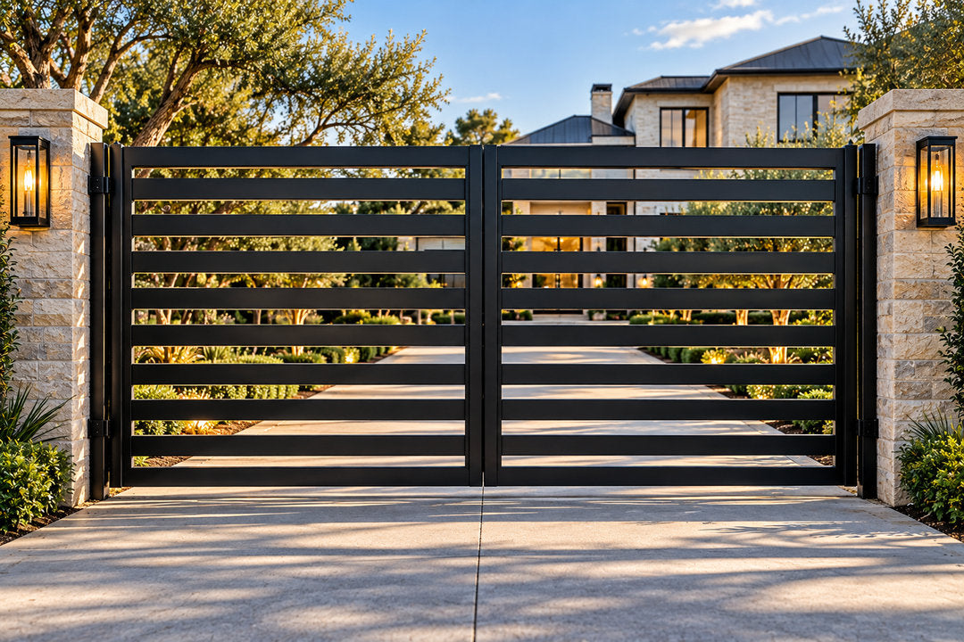 Modern Horizontal Slat Driveway Gate