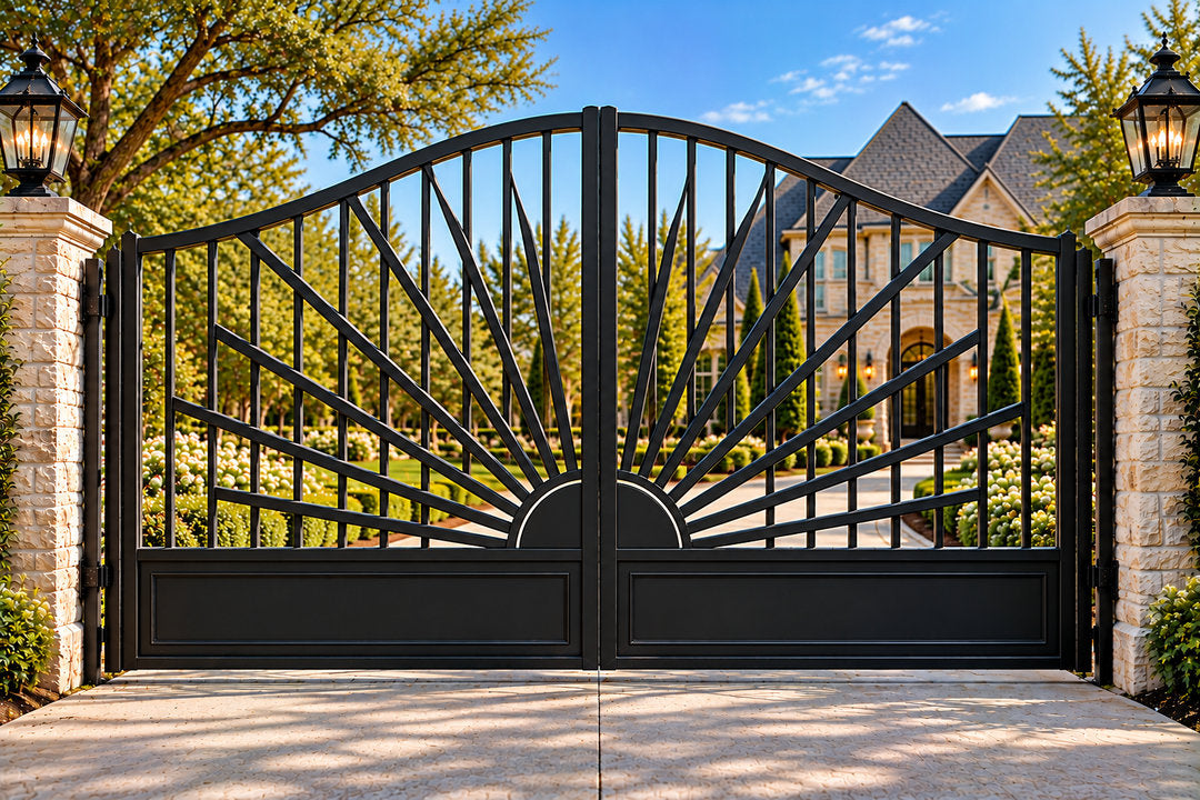 Modern Sunburst Driveway Gate