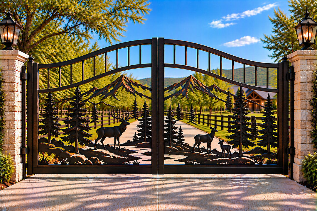 Mountain & Pine Scene Ranch Gate