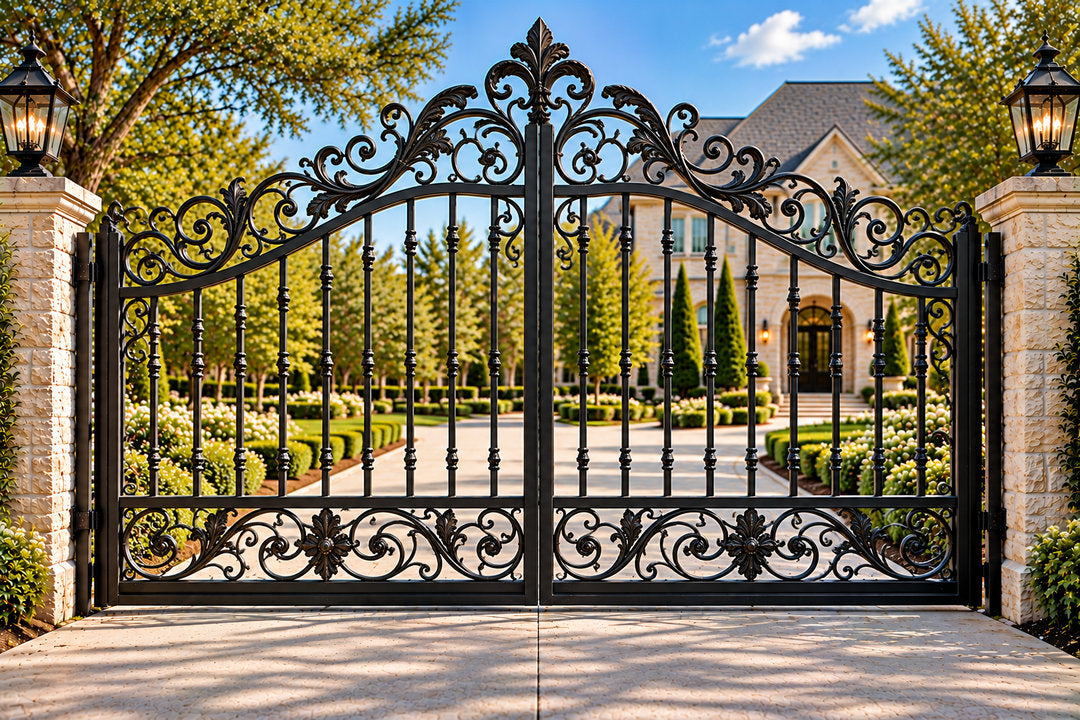 Ornate Scroll Crown Driveway Gate