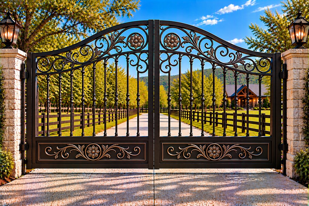 Rosette Scroll Arched Estate Gate