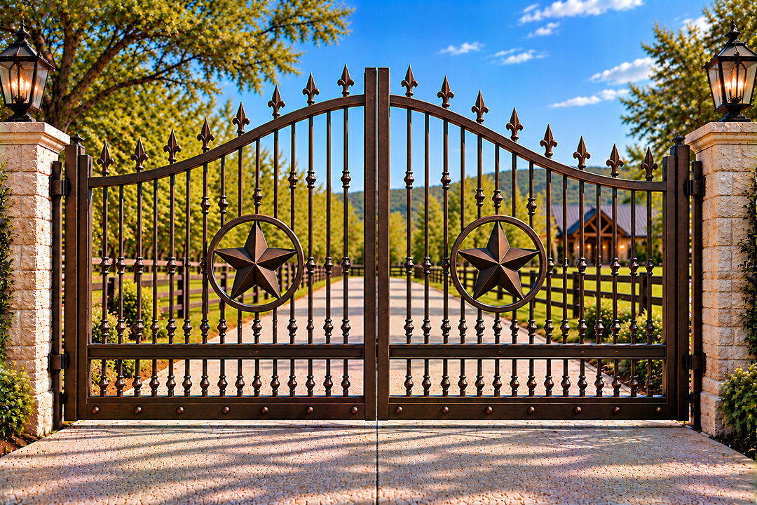 Rustic Bronze Picket Arched Ranch Gate