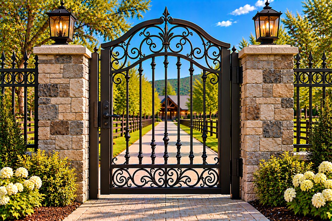 Scroll Arch Walk-Through Estate Gate