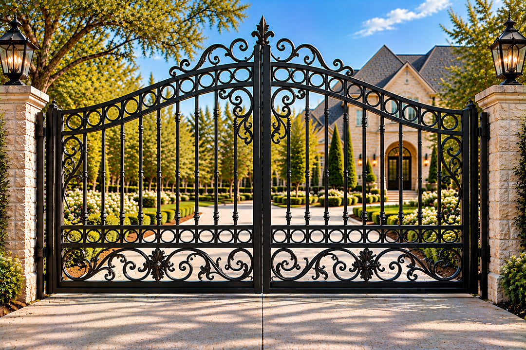 Scroll Base Arched Driveway Gate