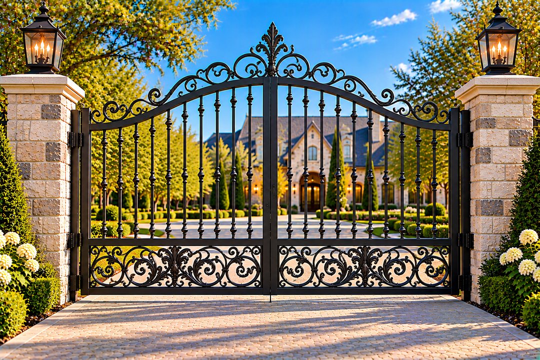 Scroll Base Arched Estate Gate