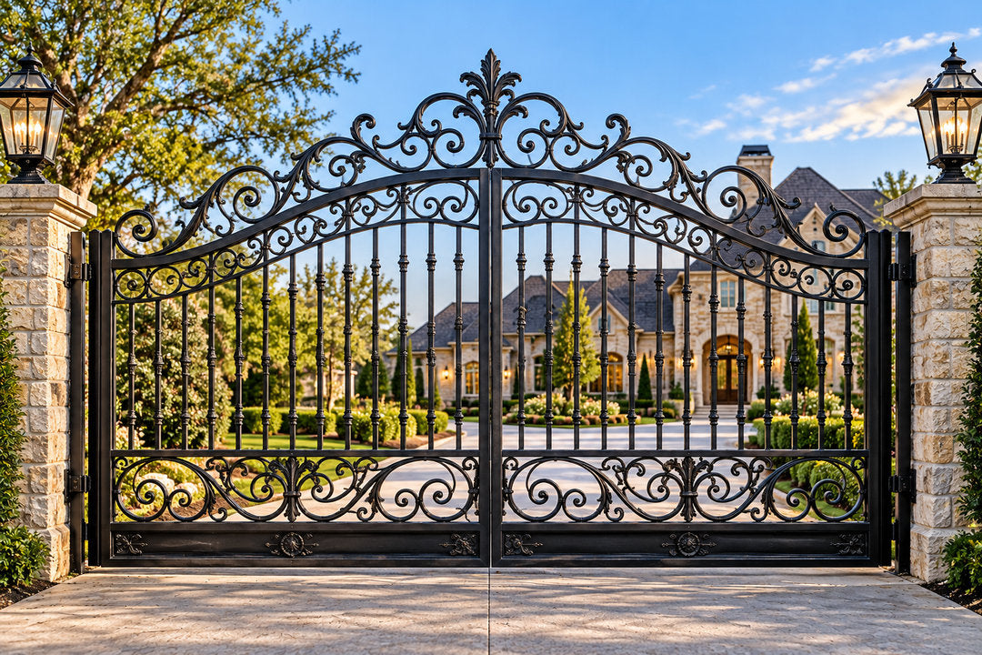 Scroll Crown Arched Driveway Gate