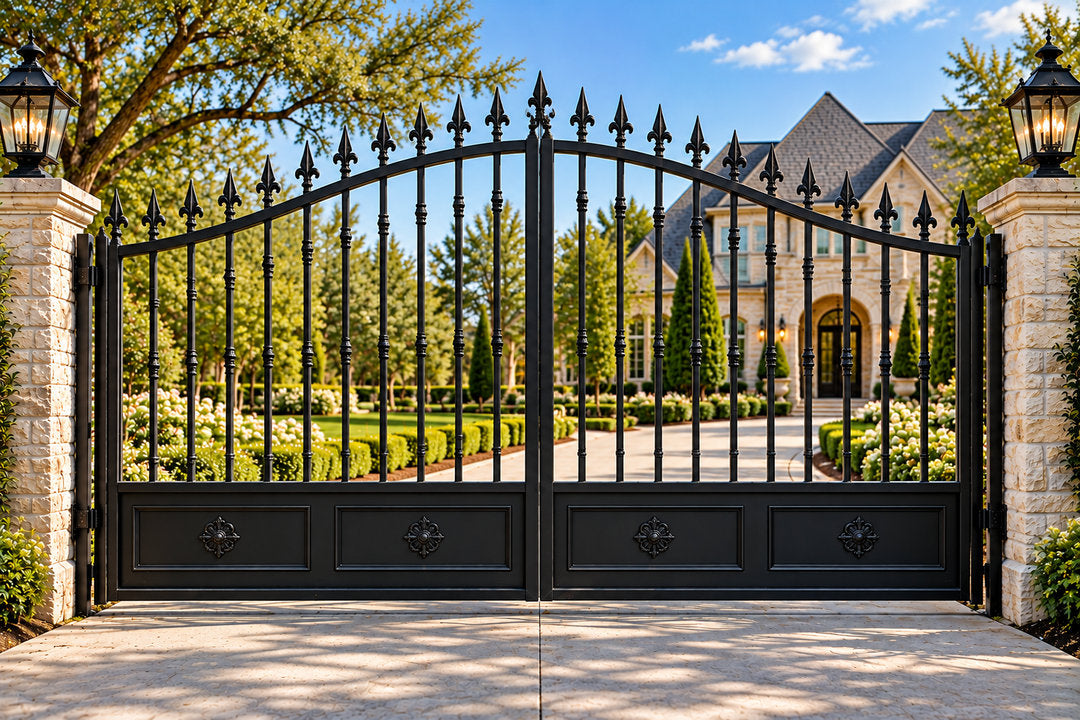 Solid Base Picket Driveway Gate