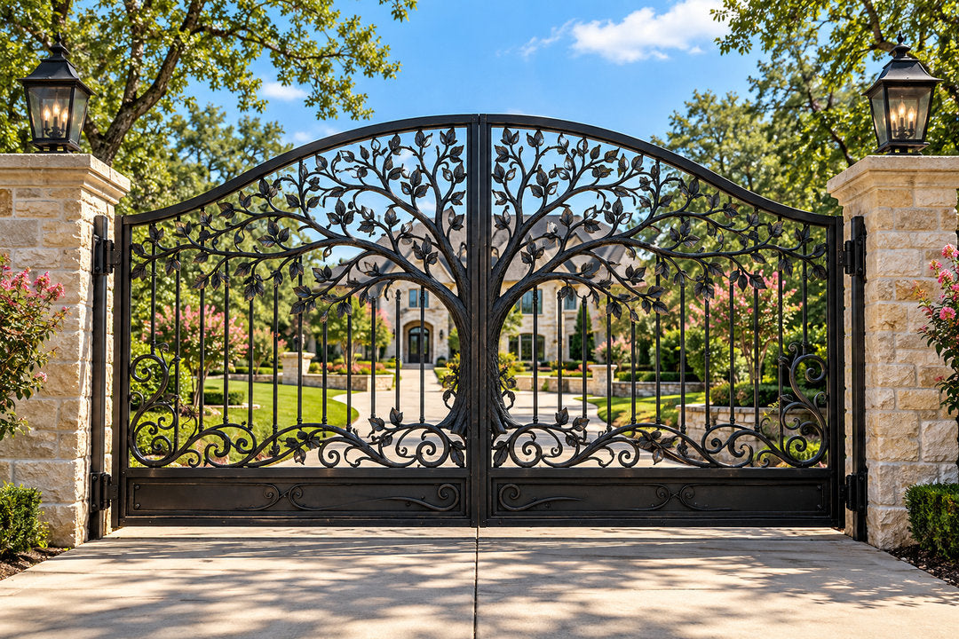 Tree of Life Arched Driveway Gate