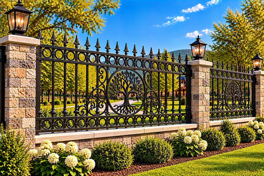 Tree of Life Medallion Iron Fence