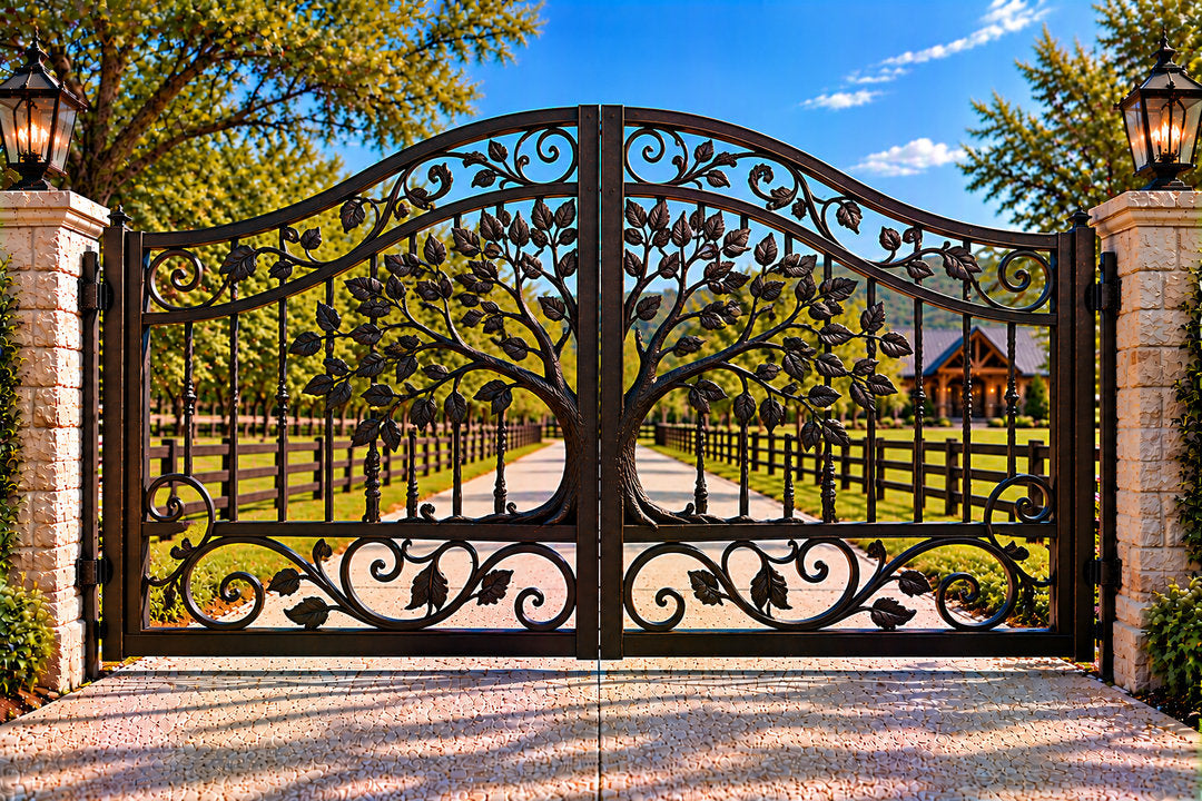 Tree of Life Scroll Arched Ranch Gate