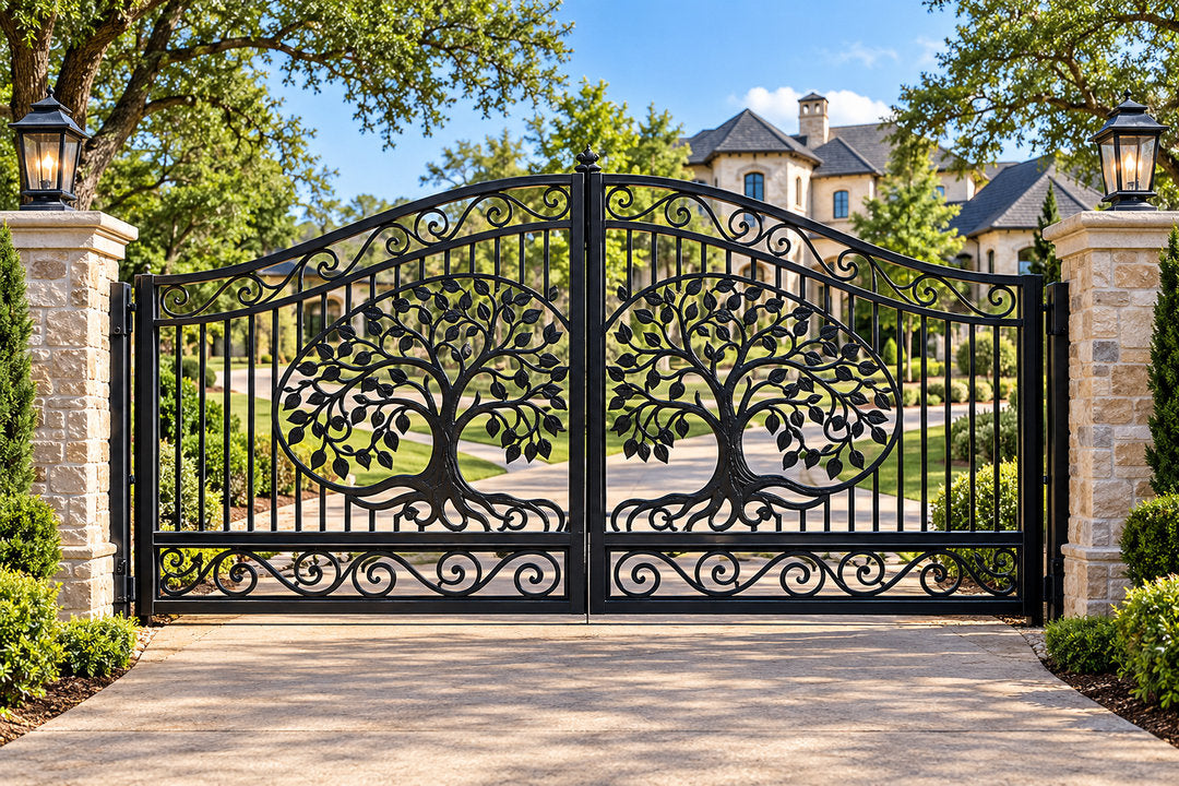 Vine & Leaf Scroll Driveway Gate