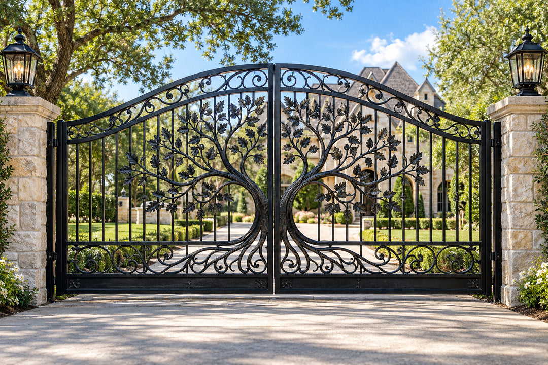 Wave Scroll Arched Driveway Gate